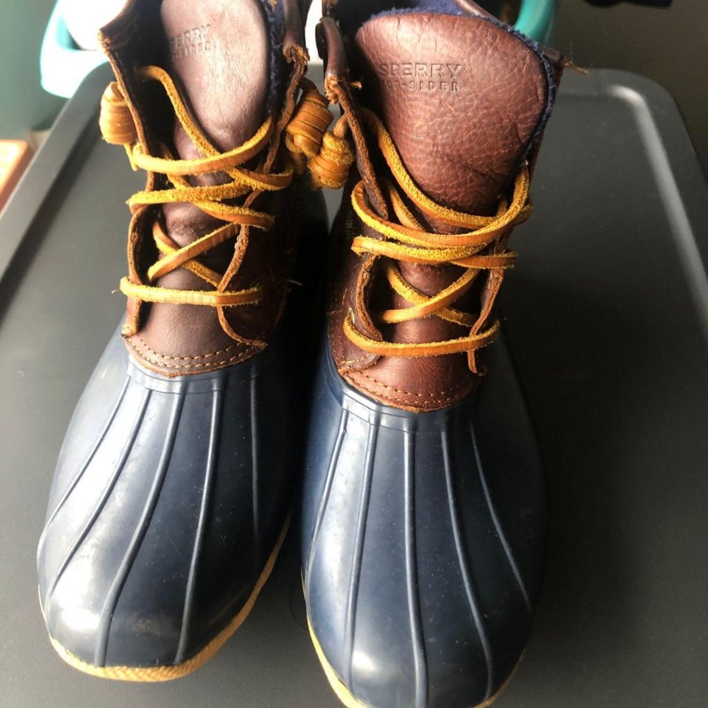 Sperry saltwater duck boots leather rain